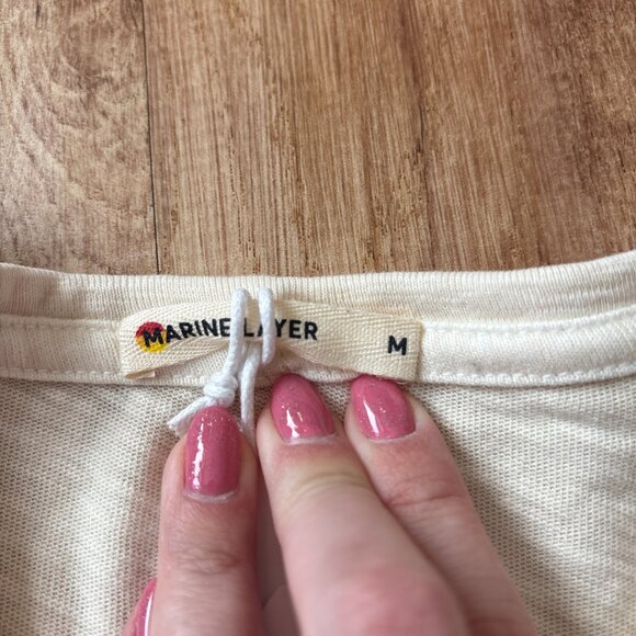 NWT Marine Layer Crème Brylee LS Lassen Heavy Slub Pocket Tee Men's M Medium - Picture 4 of 10